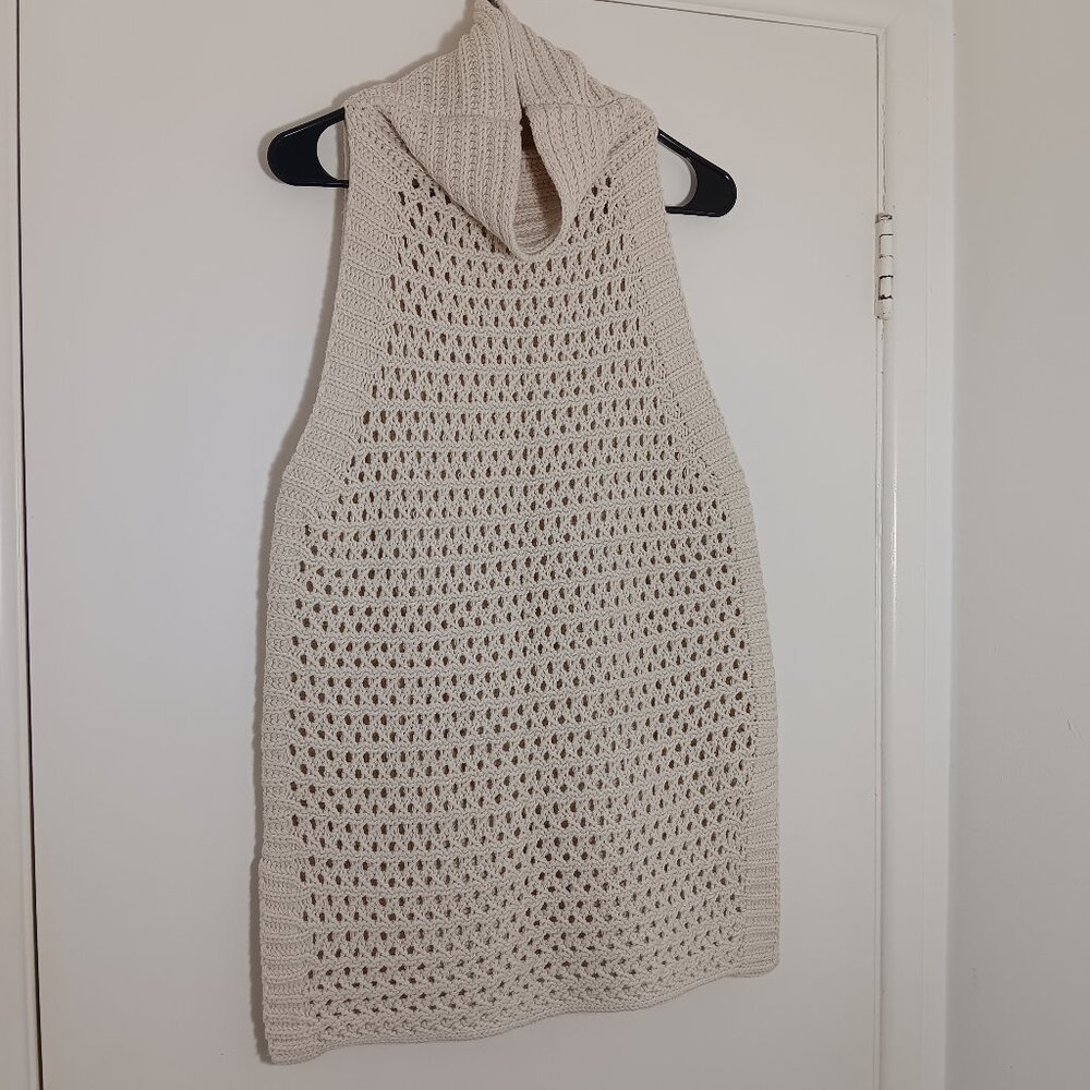 Free People  cream chunky knit  sleeves turtleneck sweater  dress tunic